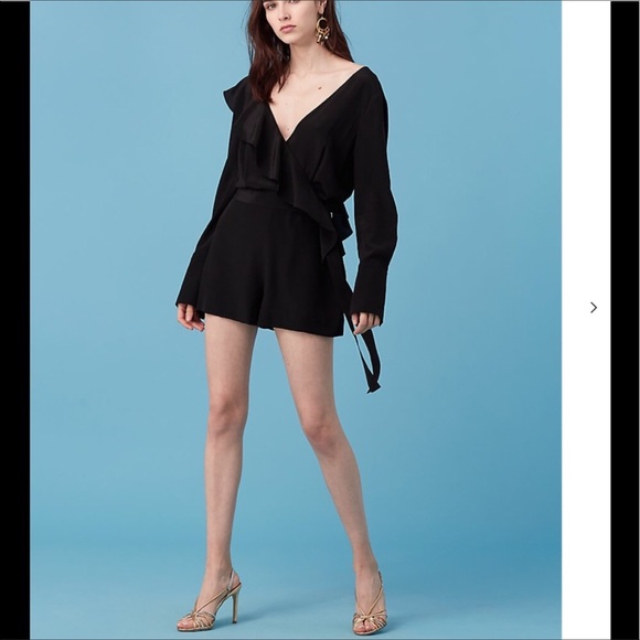 Diane Von Furstenberg Pants - Diane von Furstenberg Asymmetric Ruffle Romper